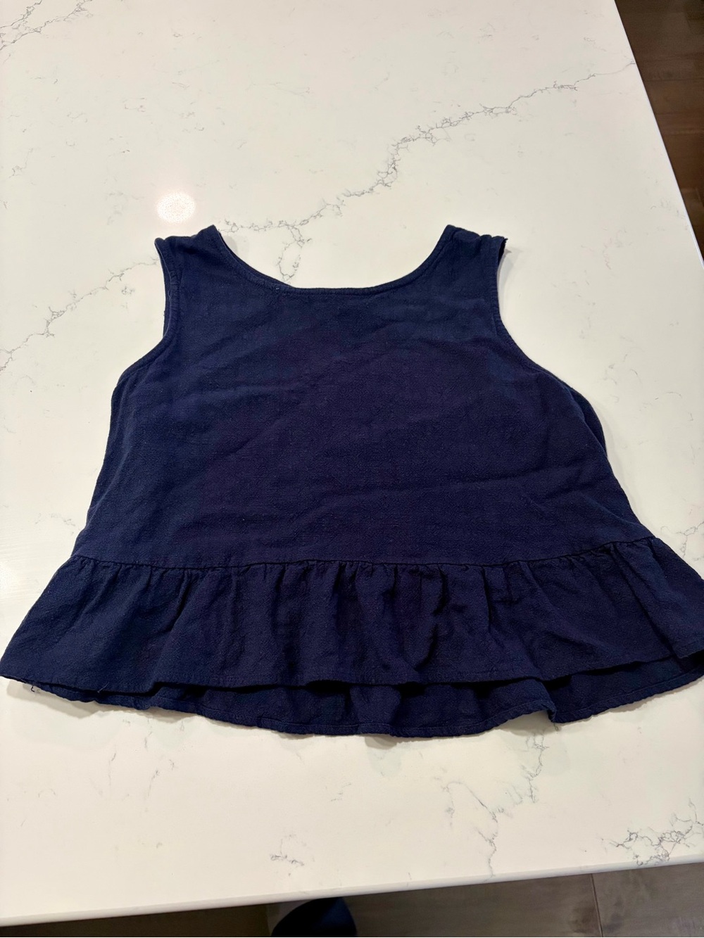 Anrabess Navy Ruffle Hem Tank Top - Women’s Medium